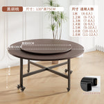 table manger ronde pliante bois marron plateau tournant six chaises modernes