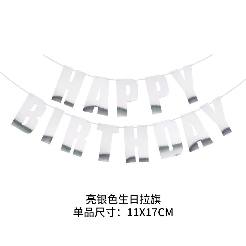 guirlande lettres happy birthday multicolore élégante occasion anniversaire brillantes dorées festive