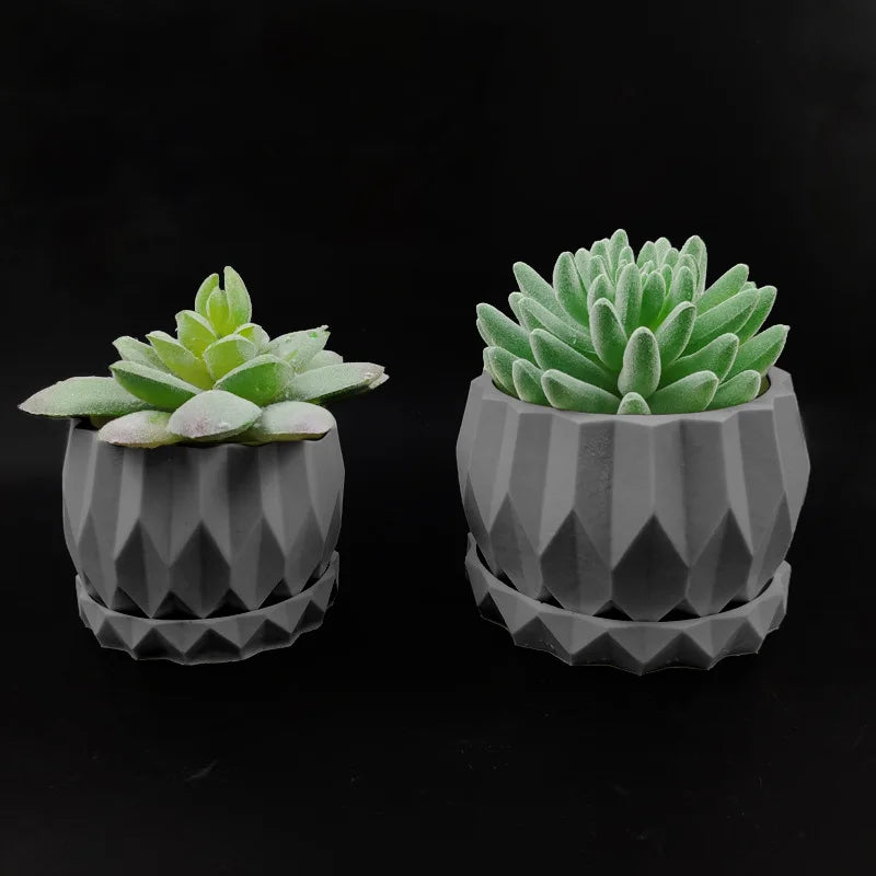 cache pot géométrique silicone bleu blanc noir moderne minimaliste plateau support facettesiaux