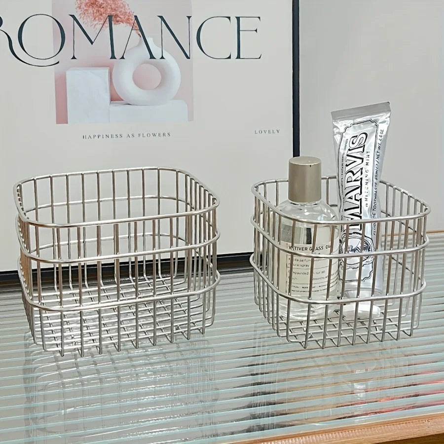 panier rangement métal ajouré cosmétiques bijoux maquillage tulipes moderne minimaliste