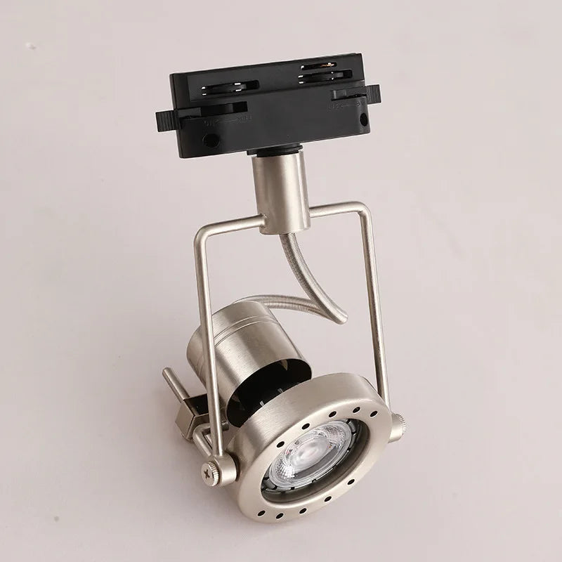 projecteur industrial vintage flexible metal plafonnier réglable moderne argenté lumière rail électrique