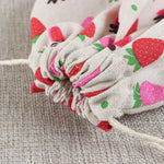 sac rangement coton rose flammes fraises vintage doux portefeuille voyage