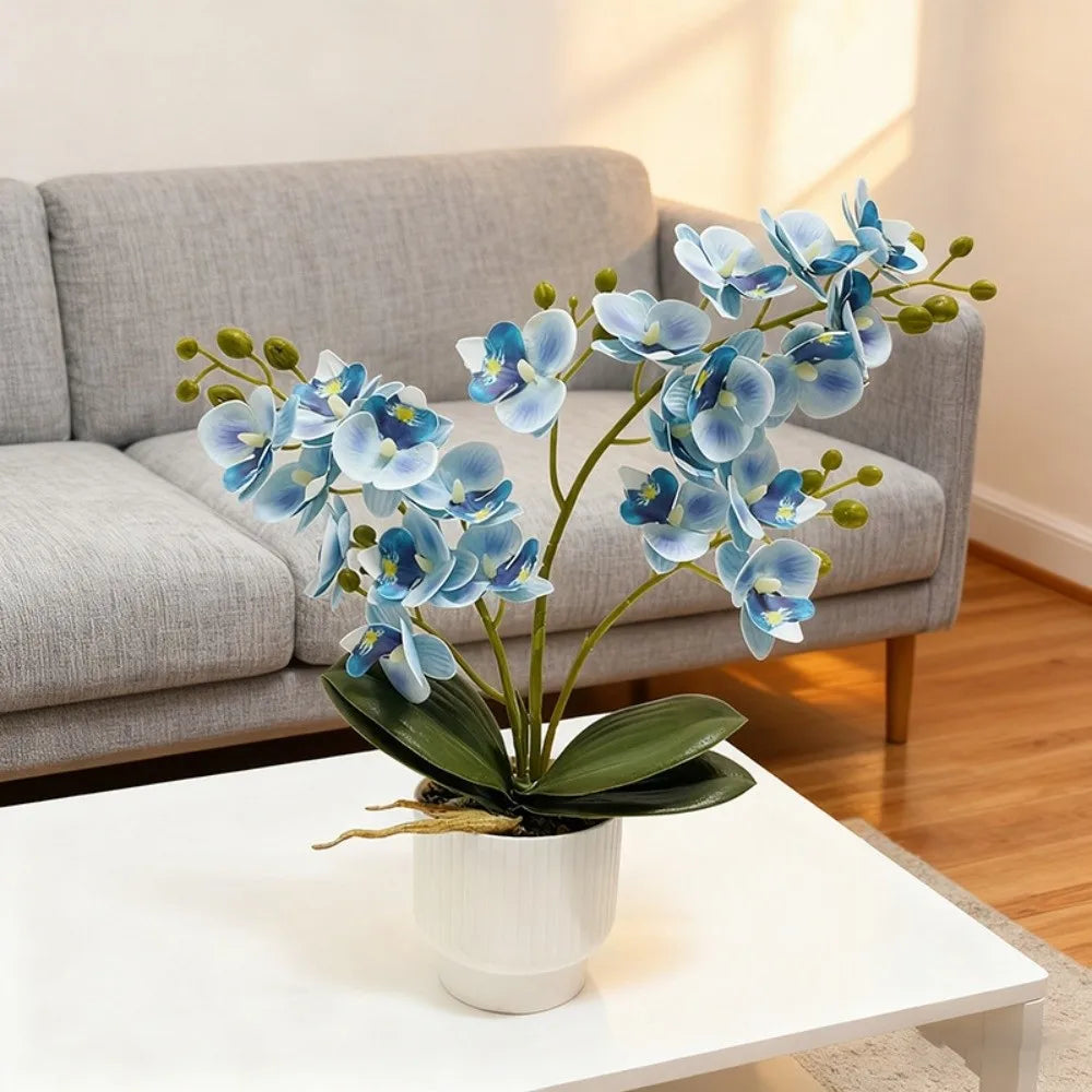 décoration murale orchidées artificielles fleurs douces moderne pot blancintérieur