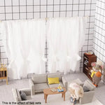 rideaux blancs plissés nœuds tissu translucide shabby chic accessoires poupées miniatures chambre salon