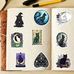 sticker adhésif chat noir mystique moderne art gothique vinyle pvc transparent adultes adolescents