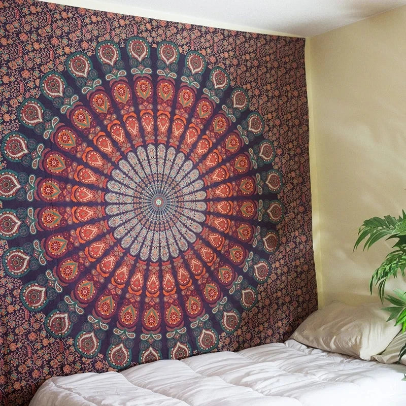 tapisserie murale bohème mandala fleurs ethnique décoration intérieur salon tissu décoratif hippie vintage