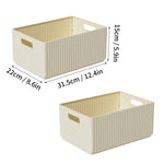 boîtes rangement pliables plastique moderne beige poignées boucles ridées stockage multifonctionnel