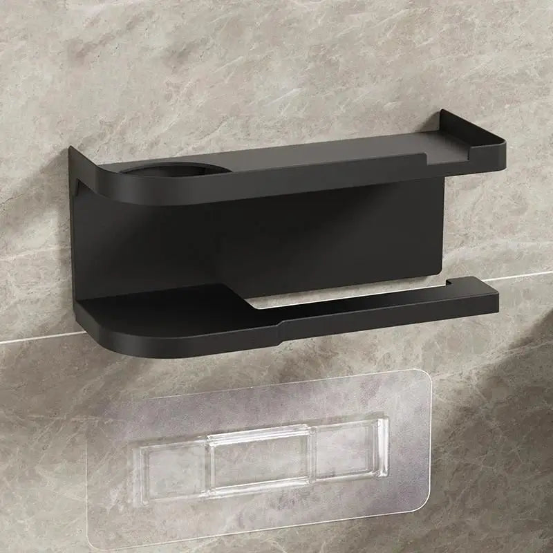 porte papier toilette noir mural adhésif etagère smartphone parfum huiles essentielles mouchoirs minimaliste