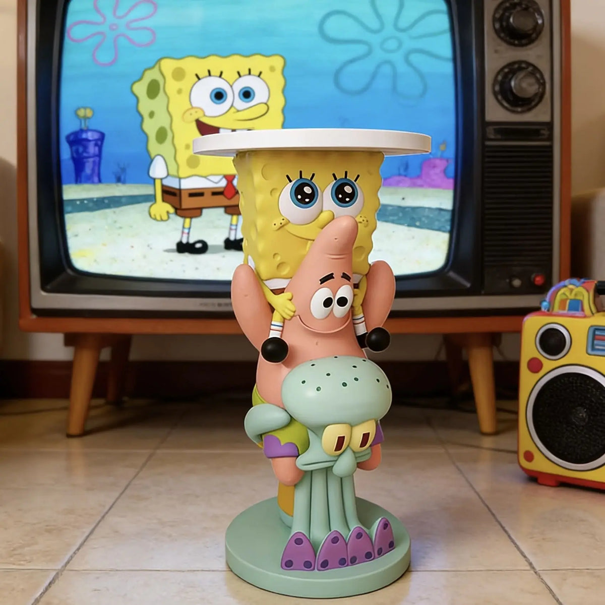 table d'appoint moderne personnages animés spongebob jaune rose vert violet décoration chambre maison