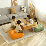 pouf carré moderne simili cuir beige orange vert mousse pe doux anti décubitus minimaliste