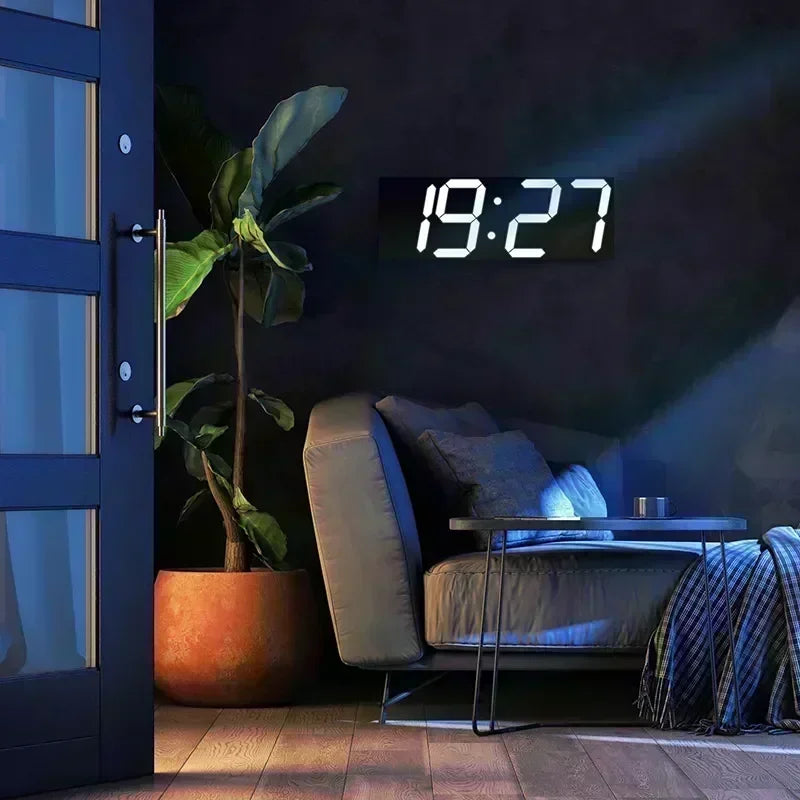horloge numérique moderne horloge table blanc numeros lumineux relief moderne opacité support mural