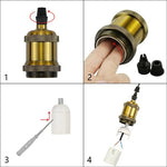 support lampe vintage or noir vis fixations embouts protection base e26 e27 led cfl