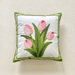 Coussin Carré Coréen Anti Décubitus Coton Polyester Tricot Fleur Brodé Amovible Lavable Moderne