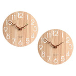 horloge murale moderne numérique bois grainé sans feuilles chambre salon