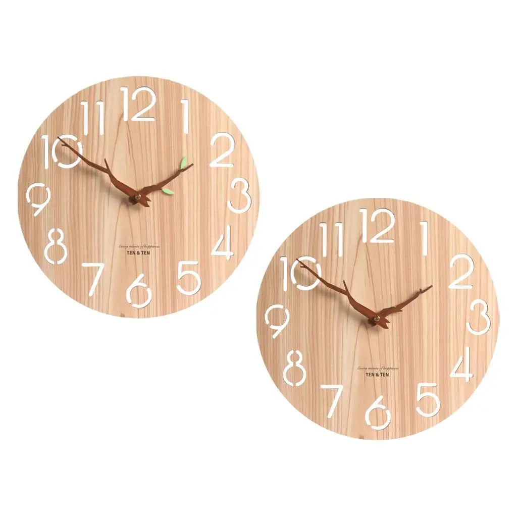 horloge murale moderne numérique bois grainé sans feuilles chambre salon