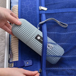 boîte brosse dents gris rose blanc rayures verticales moderne minimaliste respectueux environnement cordelette voyage