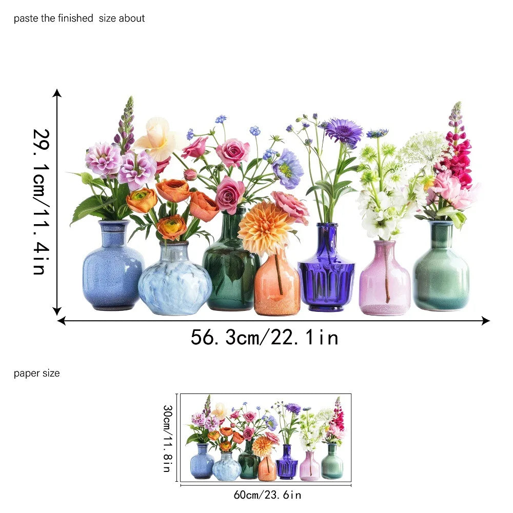 autocollant mural fleurs colorées papillons décoration intérieur salon chambre adhésif décoratif motif floral réaliste