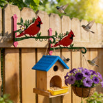 support mural rustique oiseaux cardinaux panier fleurs abri nourriture vis decorationextérieur