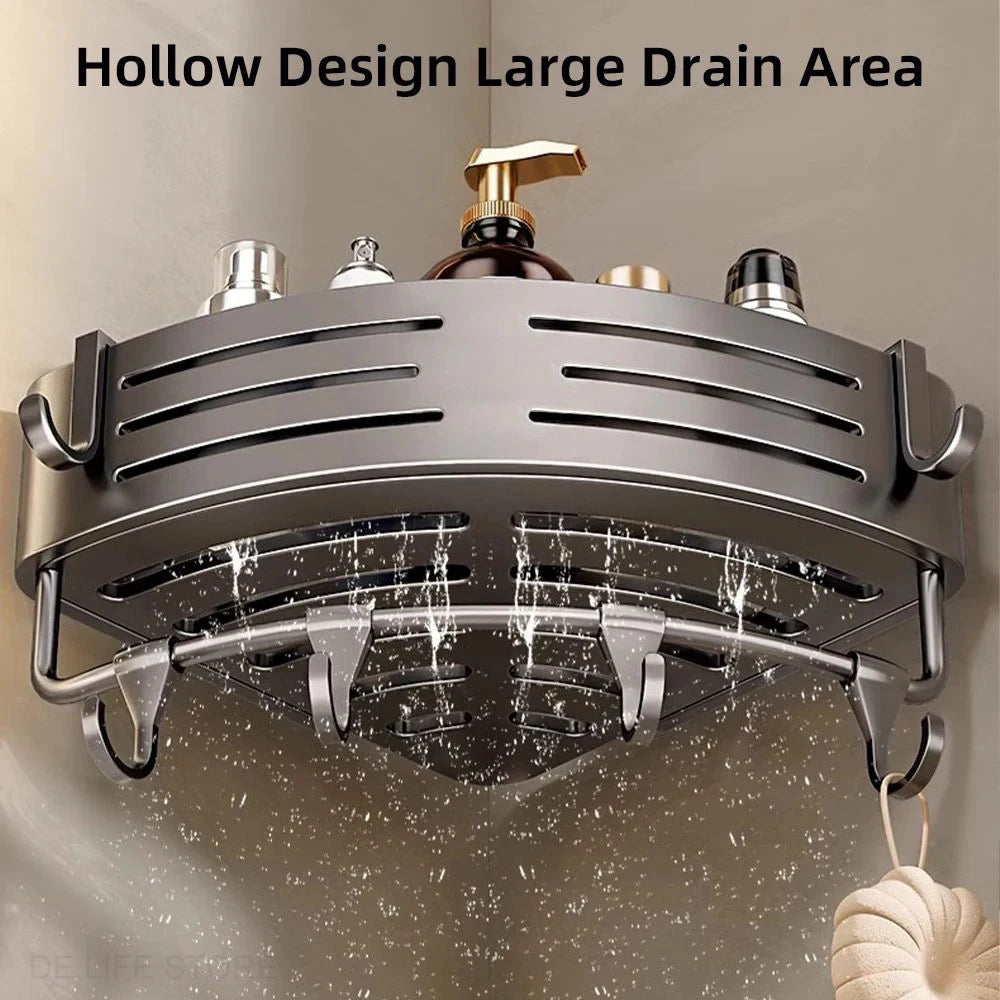 étagère salle bain aluminium double sans perçage moderne adhésif étagères crochets argenté