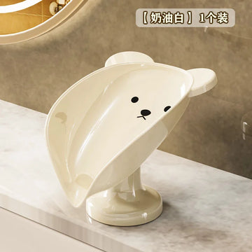porte savon ventouse transparent moderne salle bain ours tête drainage sans perçage