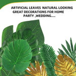 feuilles artificielles vert doré feuilles tropicales moderne extérieur décoration anniversaire mariage baby shower piquet
