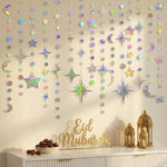 guirlande décorative festif étoiles lunes cercles iridescent mariage anniversaire eid mubarak holographique brillant