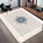 tapis moderne ornements floraux motifs géométriques velours noir gris bleu vert facile nettoyer salon