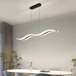 suspension lumineuse moderne led blanc noir ondulé chrome semi encastré télécommande tricolore