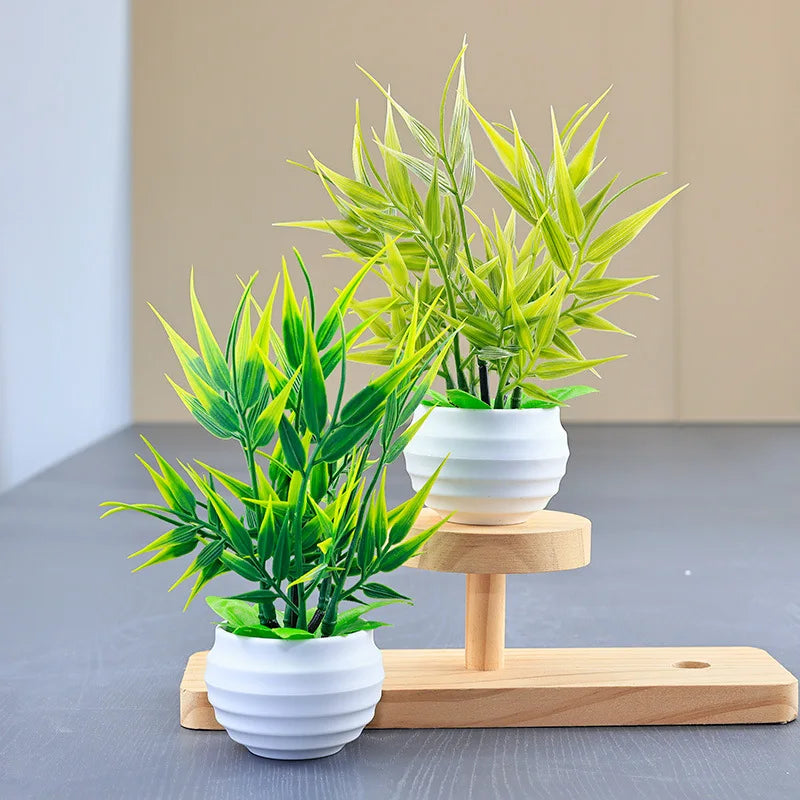 plantes artificielles vertes moderne feuilles pointues pots noirs blancs intérieur décoration maison