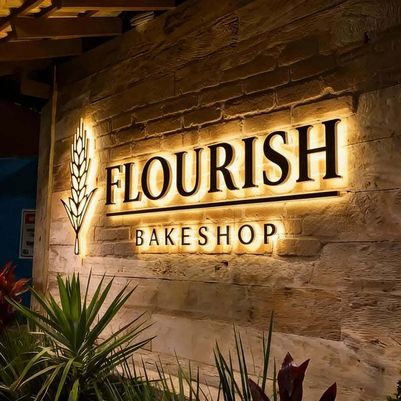 Enseigne murale étanche avec éclairage LED bleu pour salon
