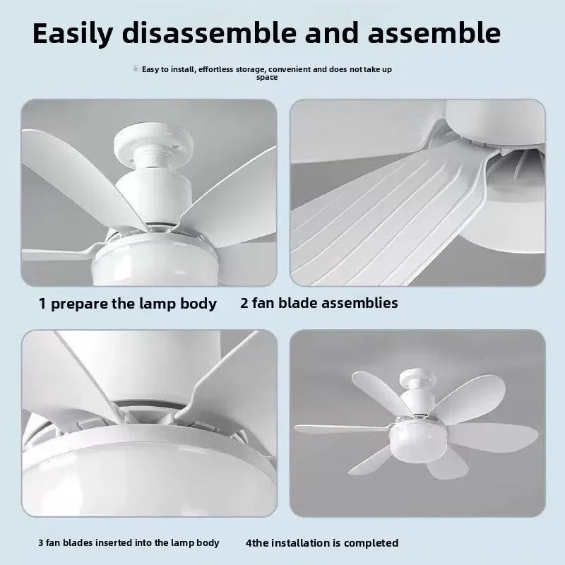 ventilateur lumière e27 blanc moderne minimaliste télécommande led silencieux chambre cuisine