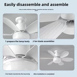 ventilateur lumière e27 blanc moderne minimaliste télécommande led silencieux chambre cuisine