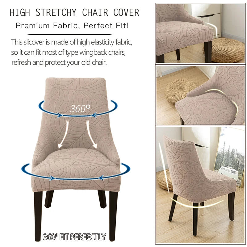 housse chaise motif feuilles beige clair élastique adhésif moderne salon maison