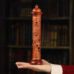 bougie d'encens artisanale sculptée motifs floraux marron clair support encens traditionnel