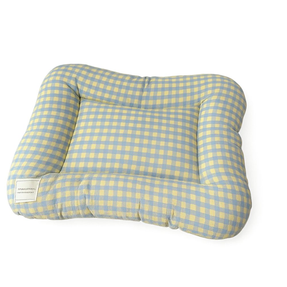 coussin animal velours côtelé carreaux bleu clair jaune rose blanc confortable moderne
