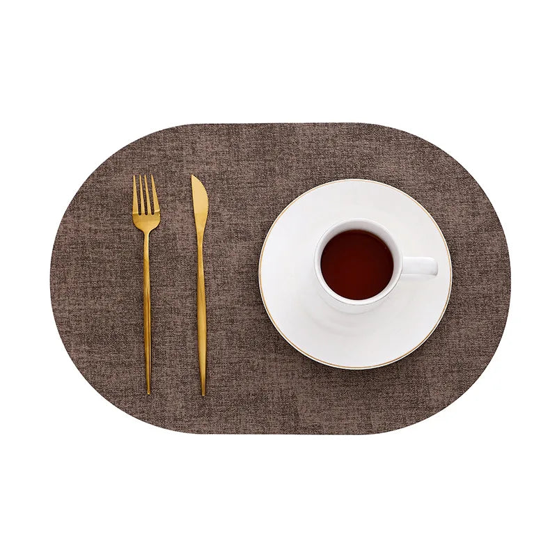 tapis table rectangulaire faux cuir effet lin moderne cuisine salle manger