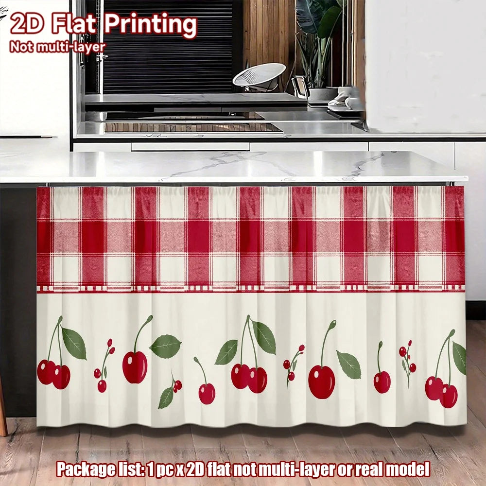 rideau cuisine classique carreaux rouge blanc cerise opacité rustique minimaliste