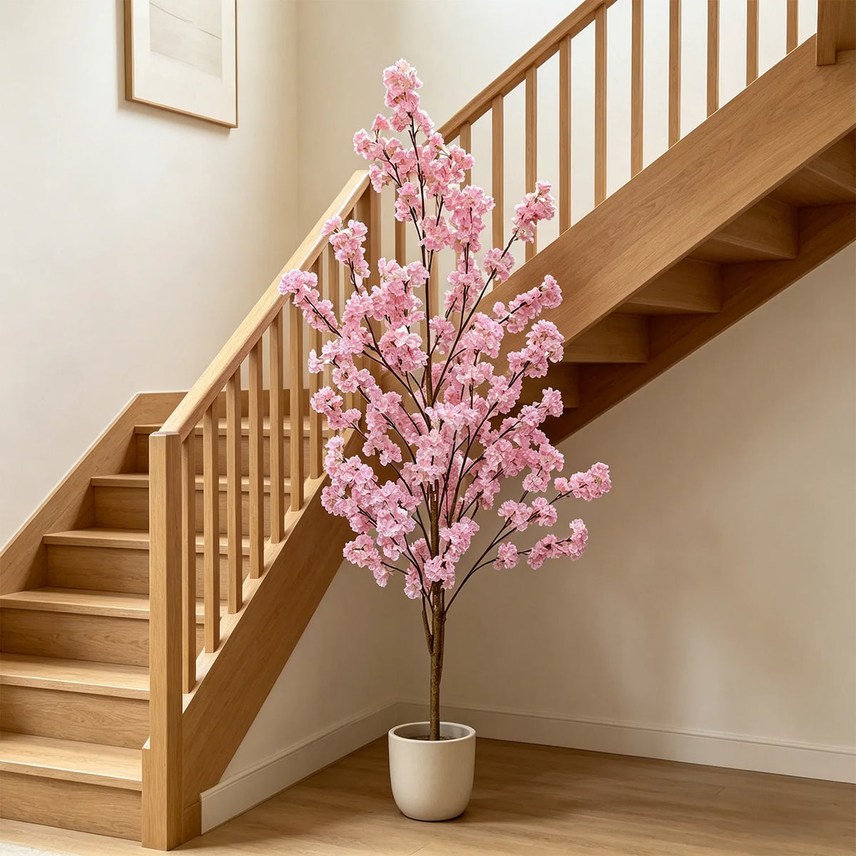 arbre artificiel fleurs cerisier rose clair moderne décoration intérieure mariage salon