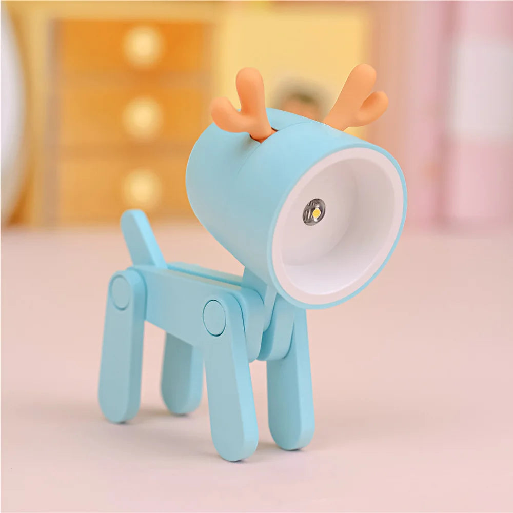 petite lampe chevet led mini forme chien cornes décor chambre enfant enfantin portable