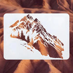 pochoirs stencil montagne arbres géométrique graphique adhésif blanc brun 29.7cm 21cm