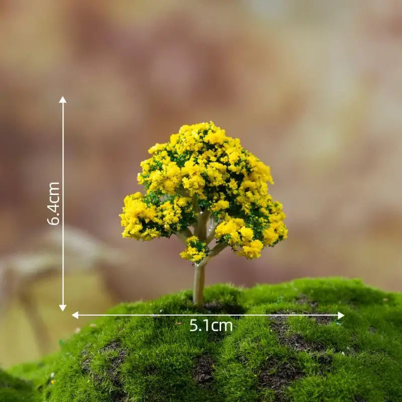 miniatures arbres fleurs artificielles vert rose jaunes décoratives jardin féerique