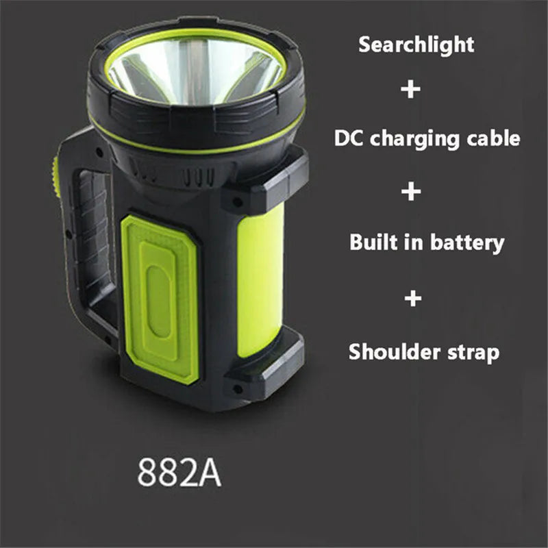 torche rechargeable led puissante moderne noire verte côté lumineuse flasher camping