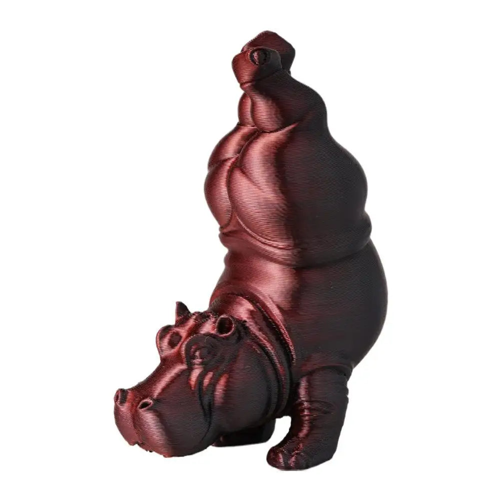 statuette hippopotame résine noire détaillée pose humoristique décoration cadeau articulée.textureGranulee