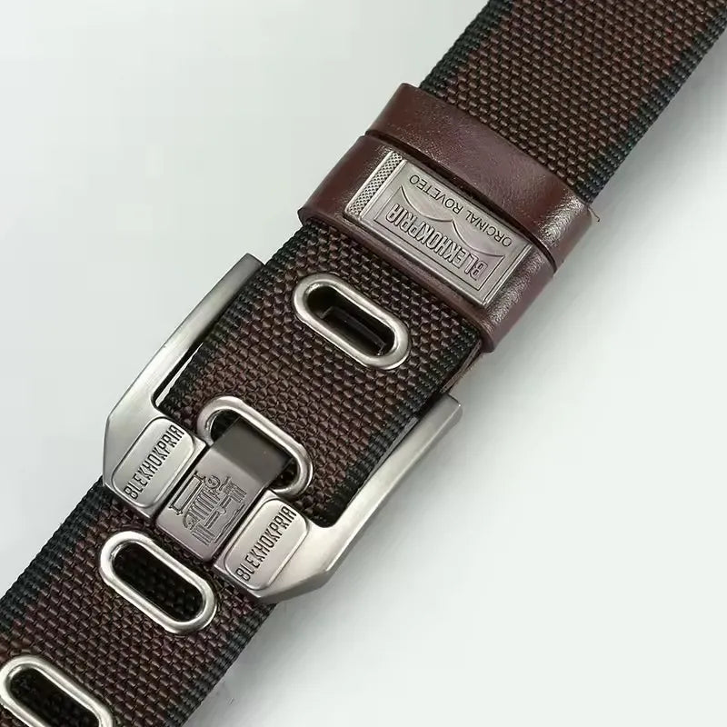 ceinture homme toile marron bleu marine beige noir moderne maille fine boucle clic