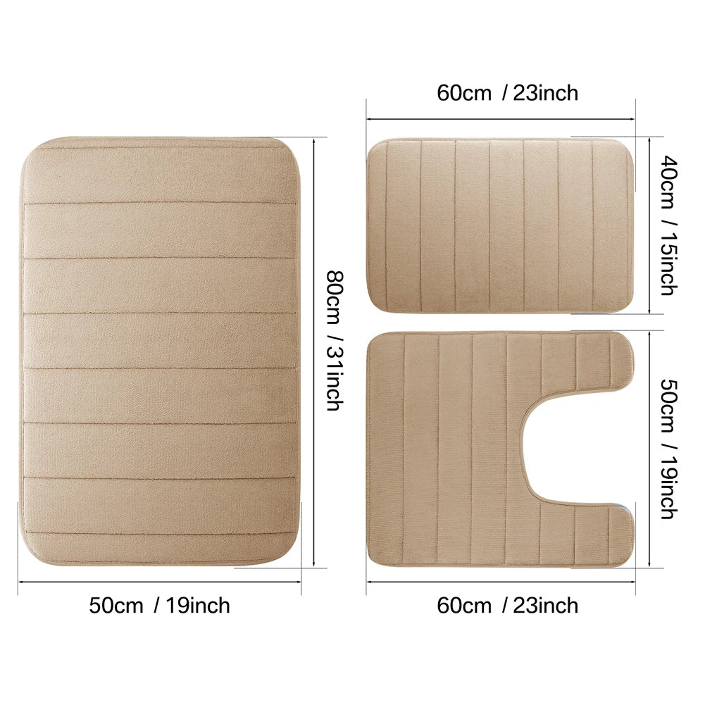 ensemble tapis bain chenille doux absorbant secage rapide motif rayures salle bain