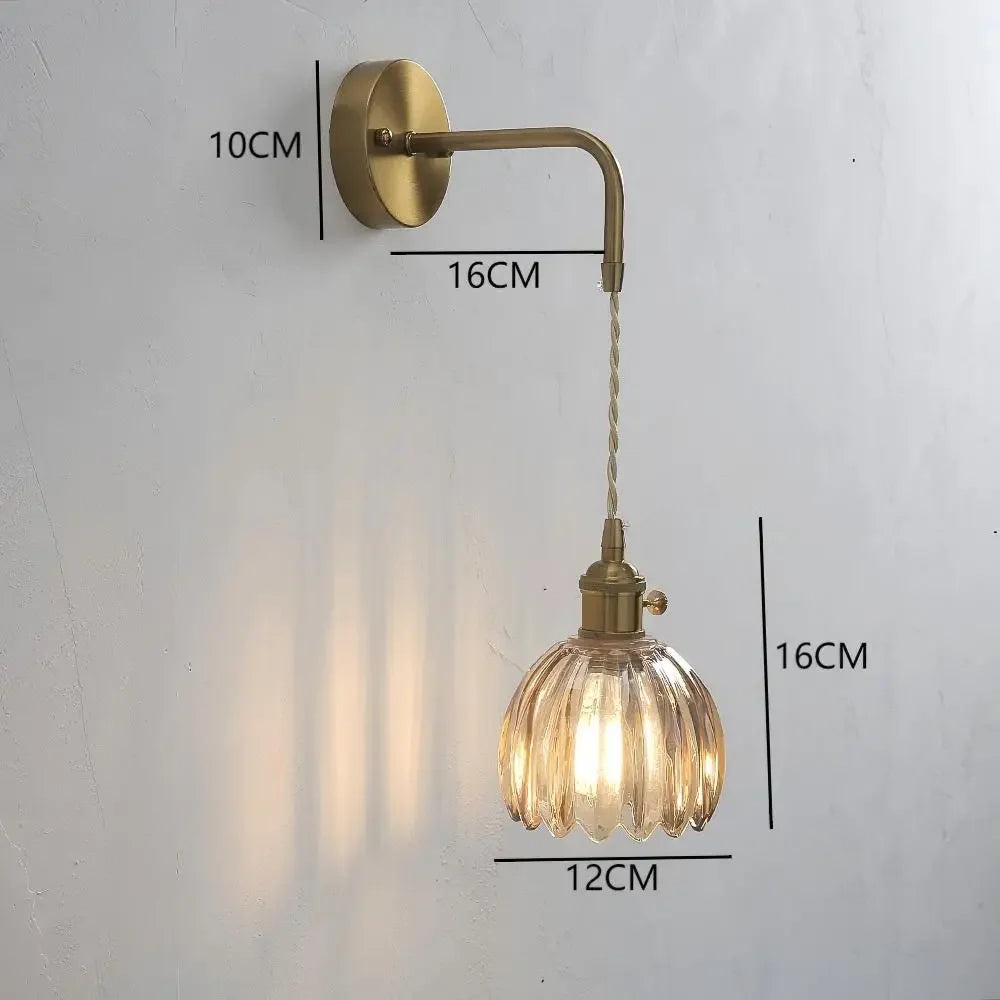 lampe murale moderne verre floral or vert translucide vintage fixée mur led contemporain