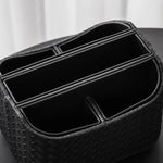 boîte rangement rotative cuir tressé marron gris moderne cosmétiques lunettes écouteurs pochette brosse maquillage