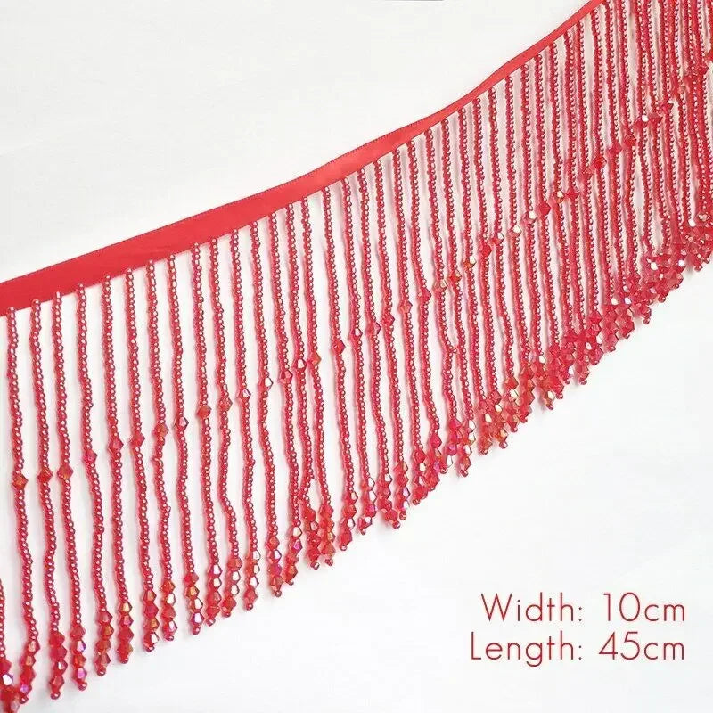 franges décoratives cristal argent doré noir rouge pale rose longueur 45cm largeur 10cm