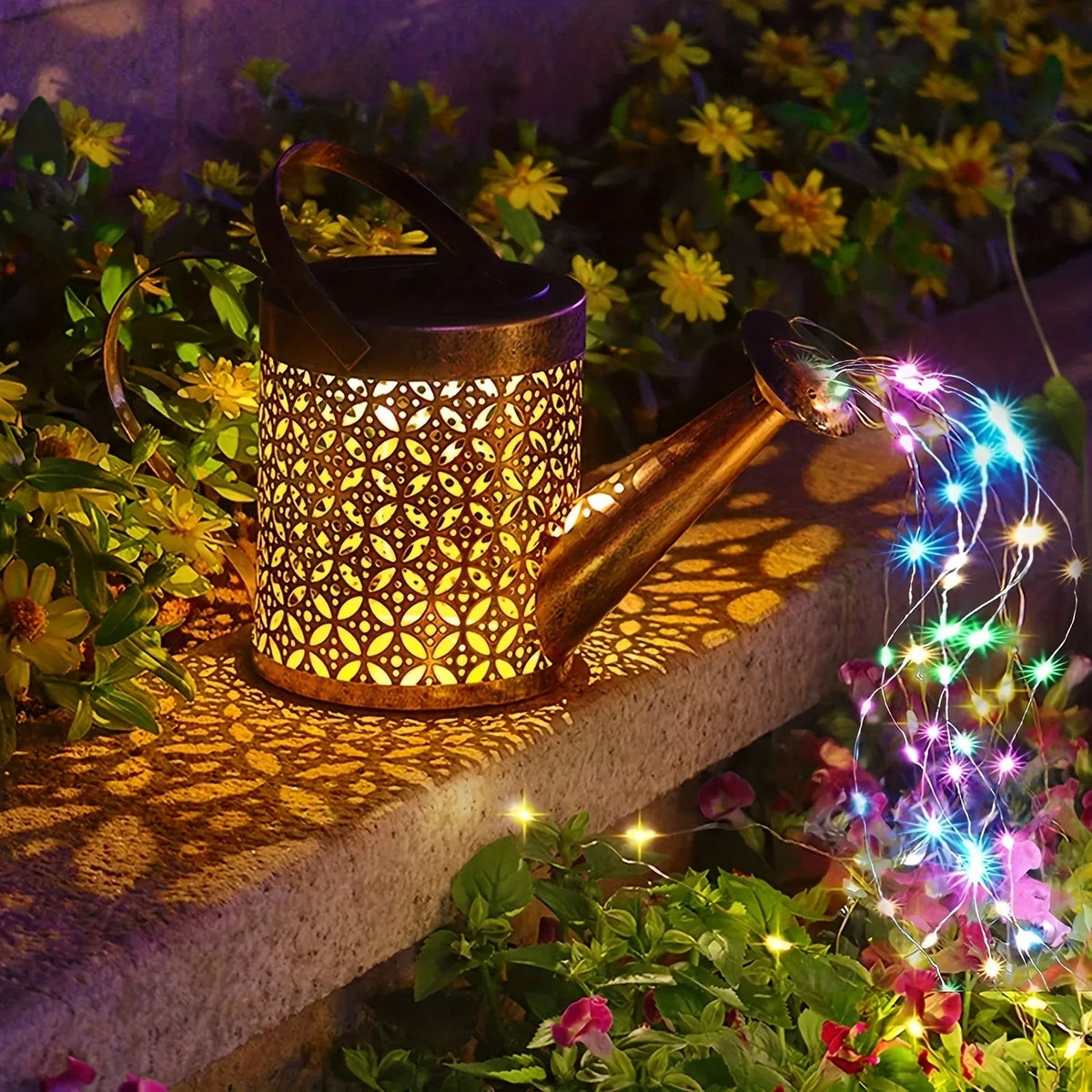 lanterne solaire bronze oiseaux volants ampoules led interrupteur on off énergie solaire résistante intempéries