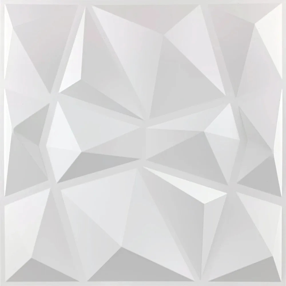 panneau mural moderne blanc triangles géométriques adhésif décoration intérieure relief PVC